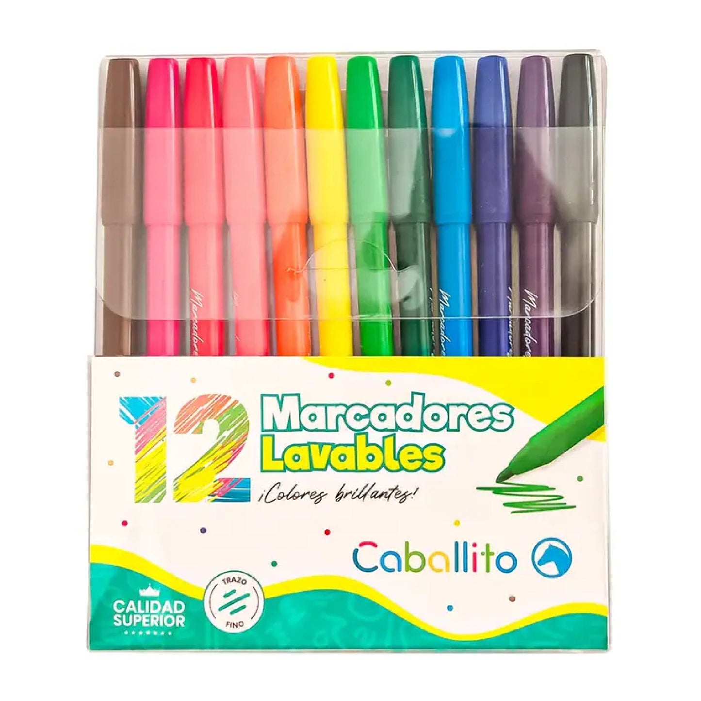 Marcadores Caballito Lavables Finos X 12