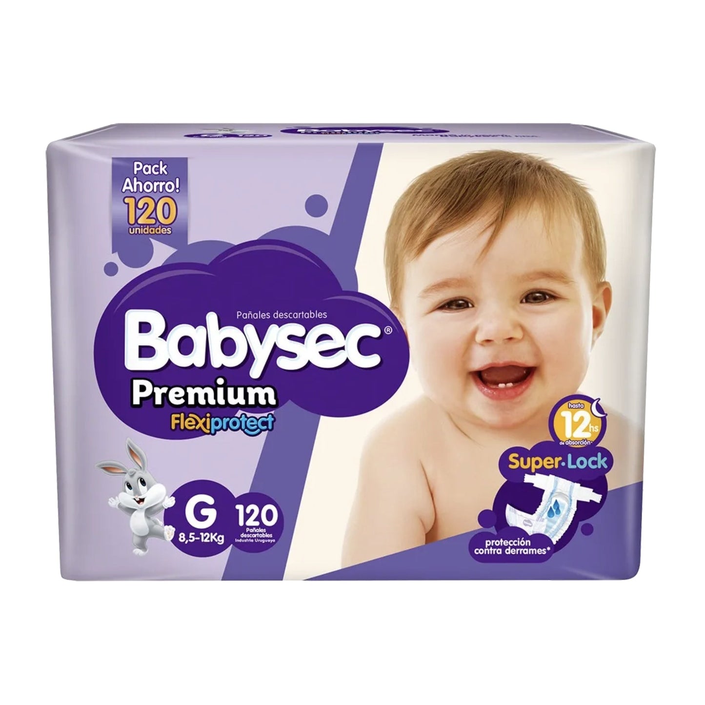 Pañal Babysec Premium Super Jumbo Talle G 120 Unidades Hasta 12 Kg