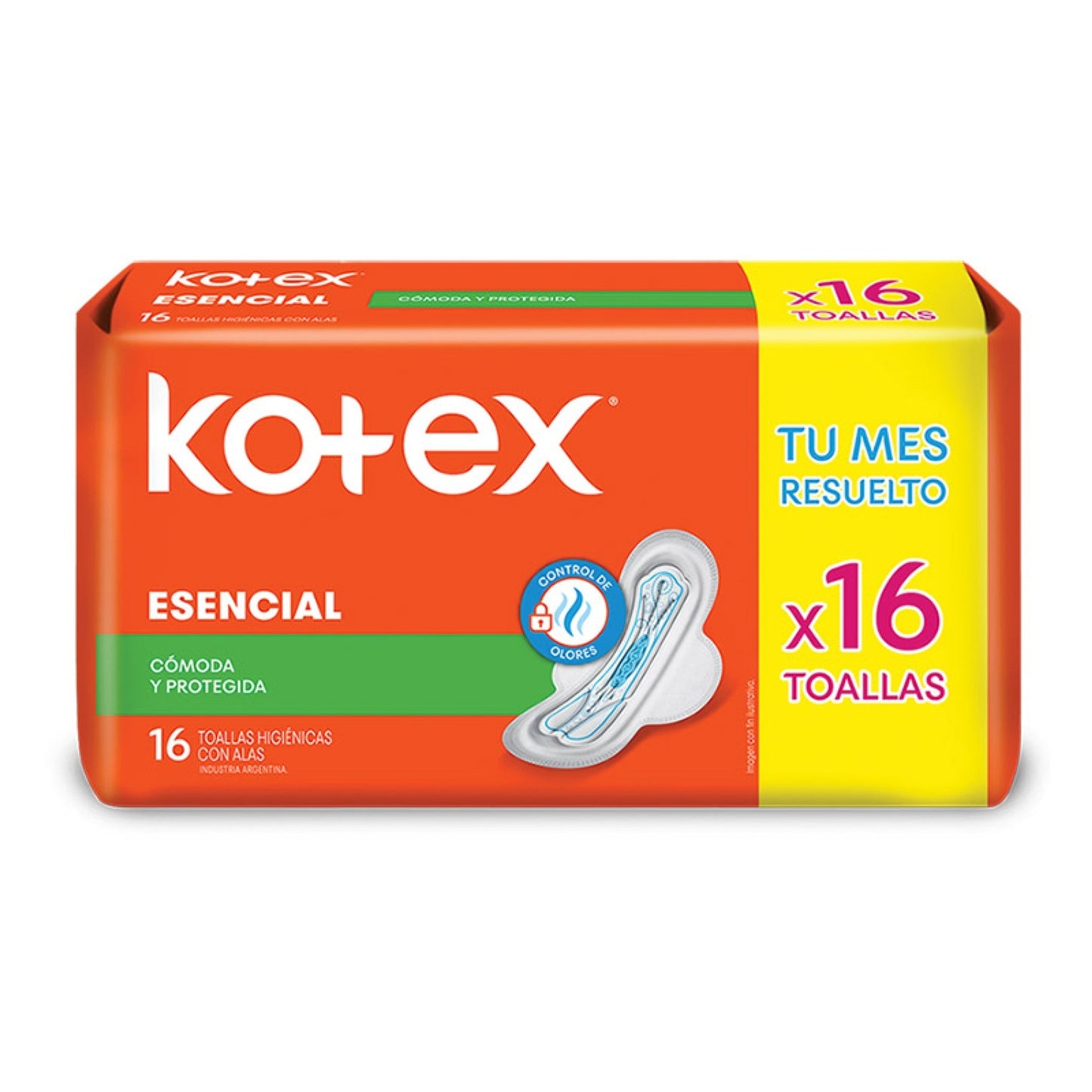 Toalla Kotex Esencial Con Alas 16 Unidades