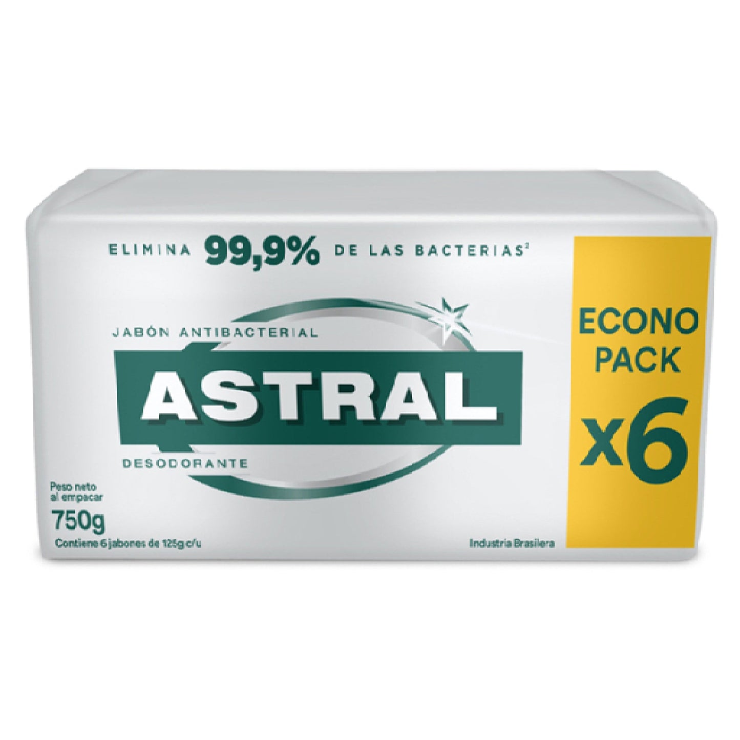 Jabon Astral Antibacterial 6 Unidades 125 G
