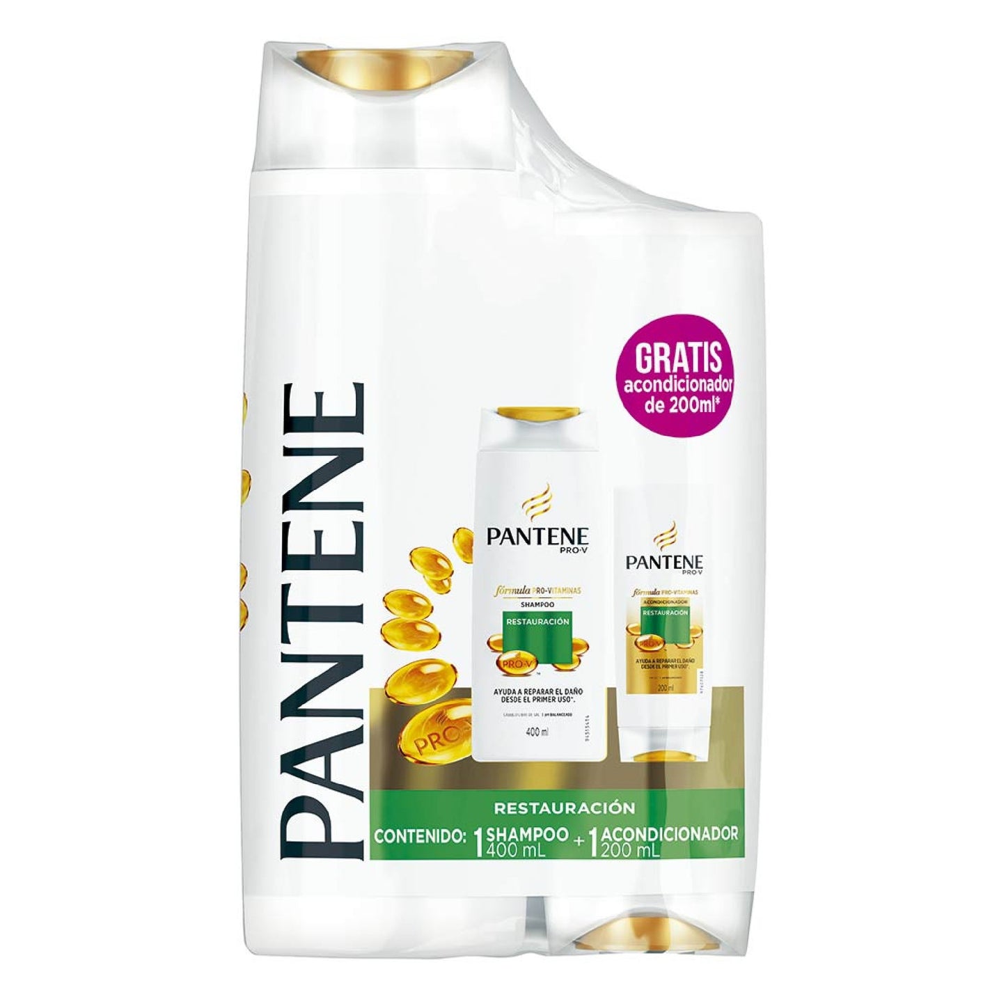 Shampoo Pantene Restauración 400 Cc + Acondicionador 200 De Regalo