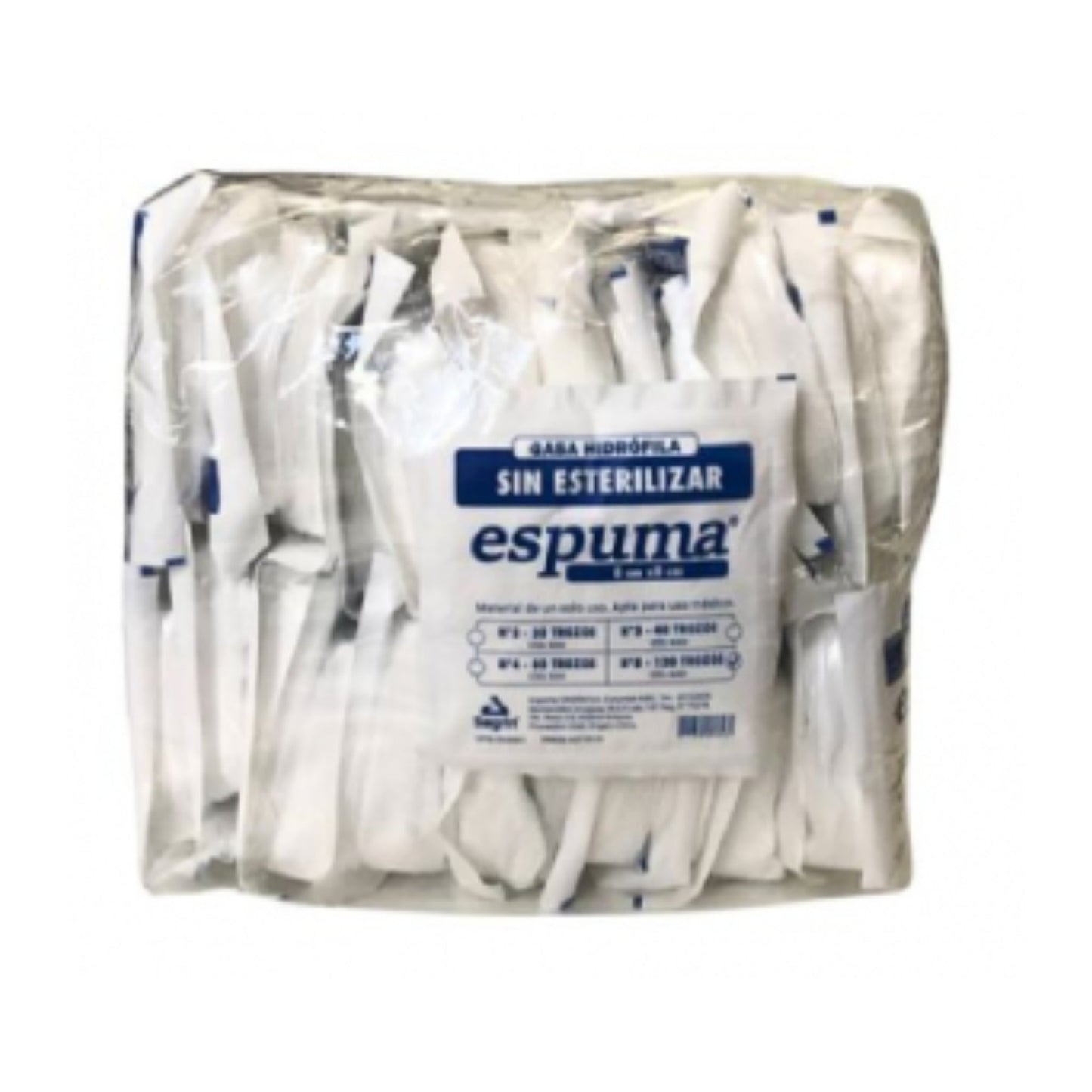 Gasa Hidrofila Sin Esterilizar Espuma X 120 Trozos 8X8 Cm 25 Paquetes