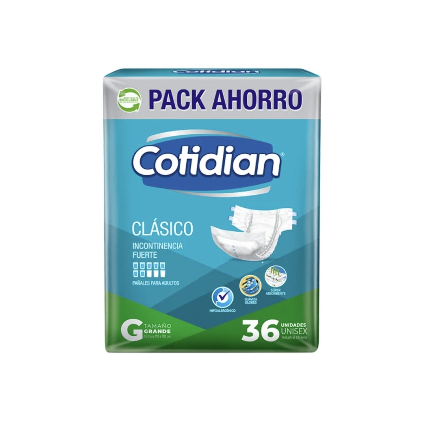 Pañal Adulto Cotidian Clásico Talle G 36 Unidades