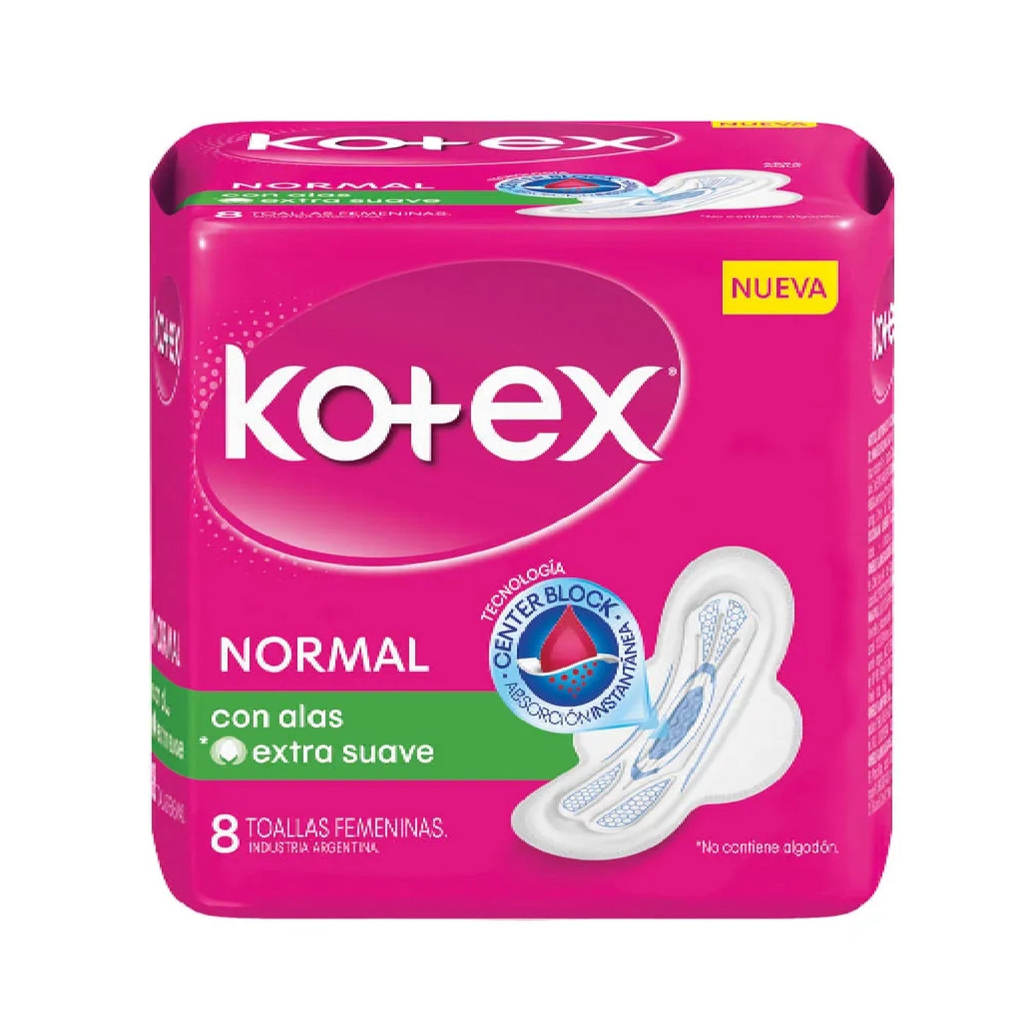 Toalla Kotex Normal Con Alas Extra Suave 8 Unidades