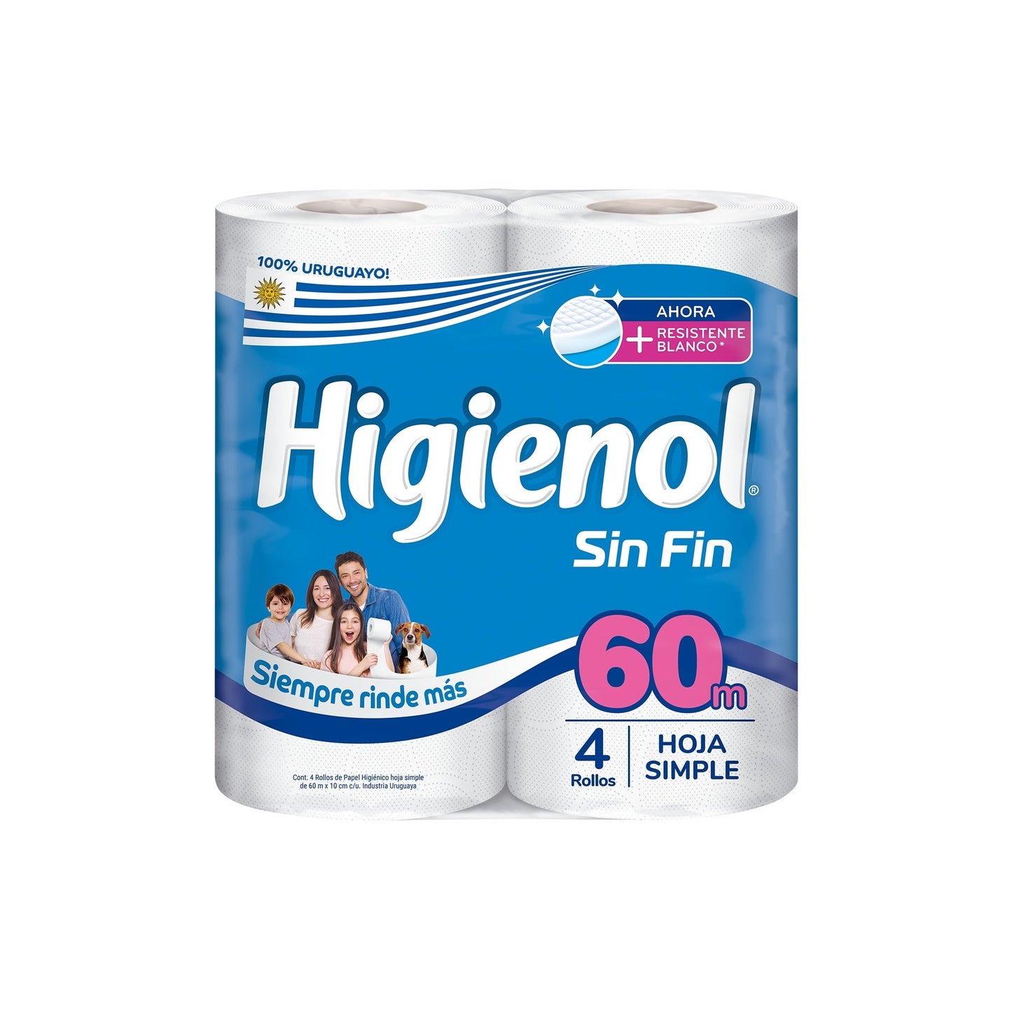 Papel Higiénico Higienol Sin Fin Plus 4 Unidades 60 M Cada Unidad