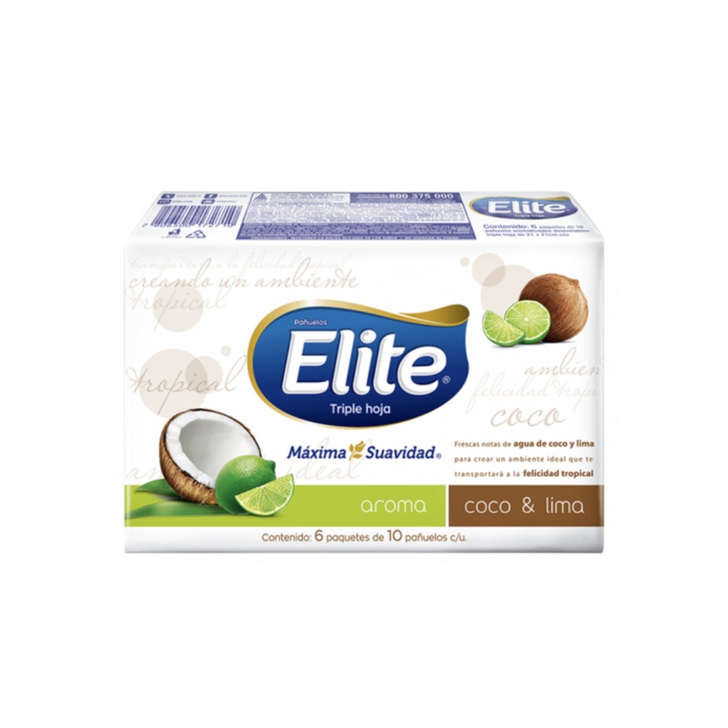 Pañuelos Elite Triple Hojas 6 Paquetes De 10 Unidades