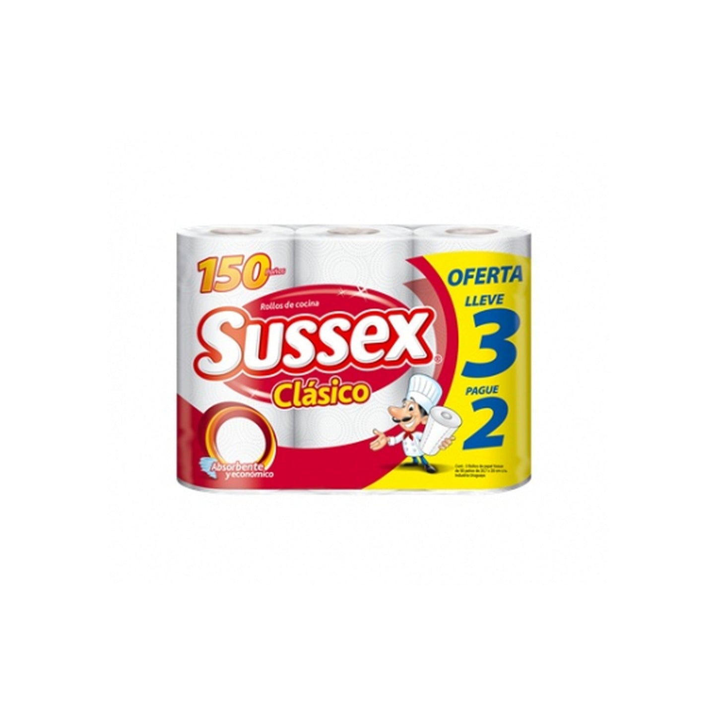 Rollo De Cocina Nova Sussex Clásico 3 Unidades 50 Paños Cada Unidad