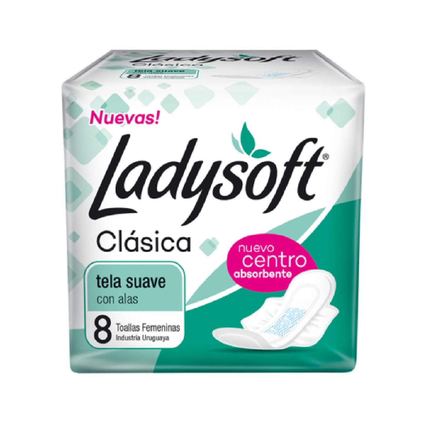 Toallas Femeninas Ladysoft Clasica Tela Suave Con Alas 8 Unidades