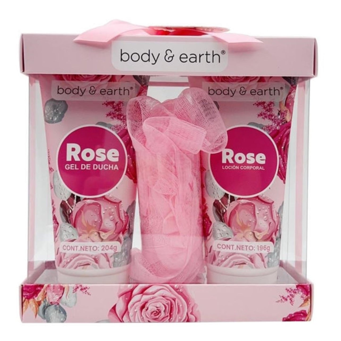 Gift Box Body & Earth Rose Gel Ducha 204 G + Locion Corporal 196 G + Esponja