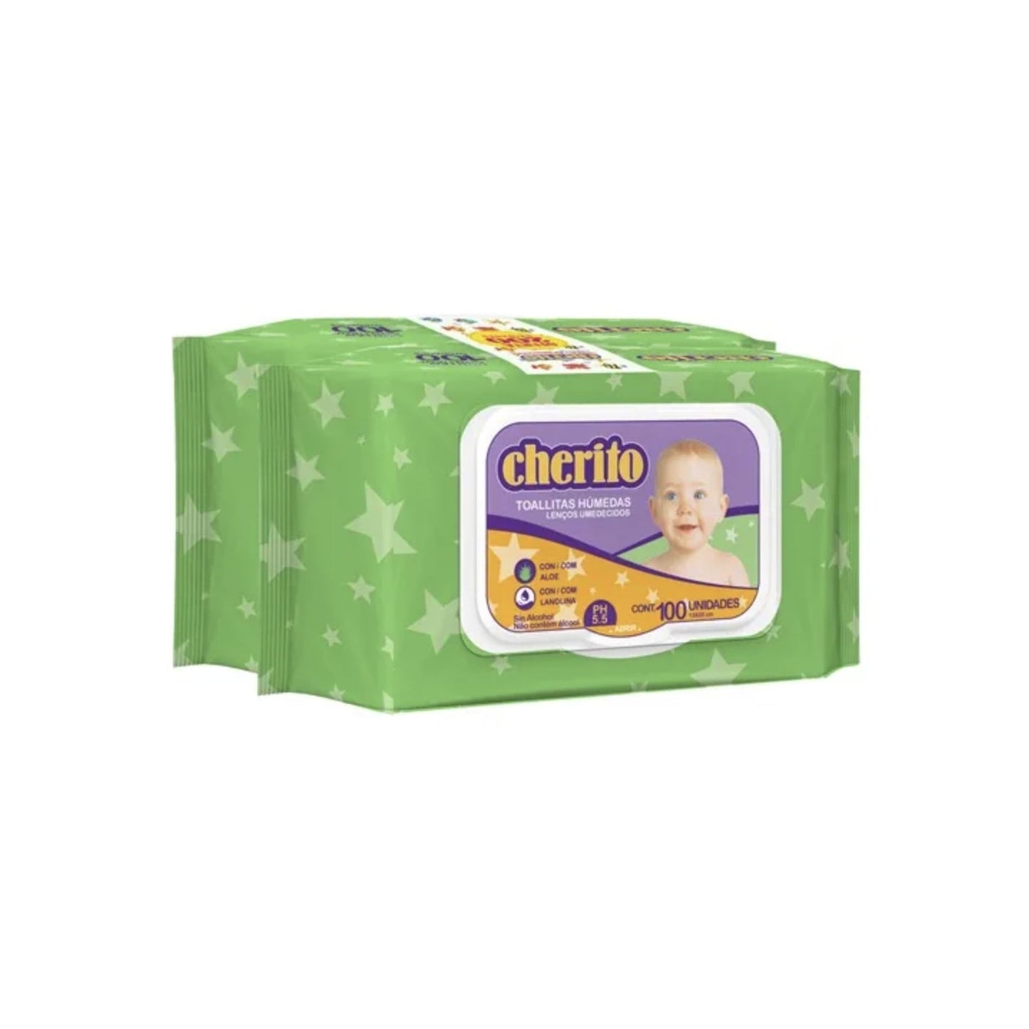 Toallitas Humedas Cherito 2 Paquetes De 100 Unidades Cada Uno