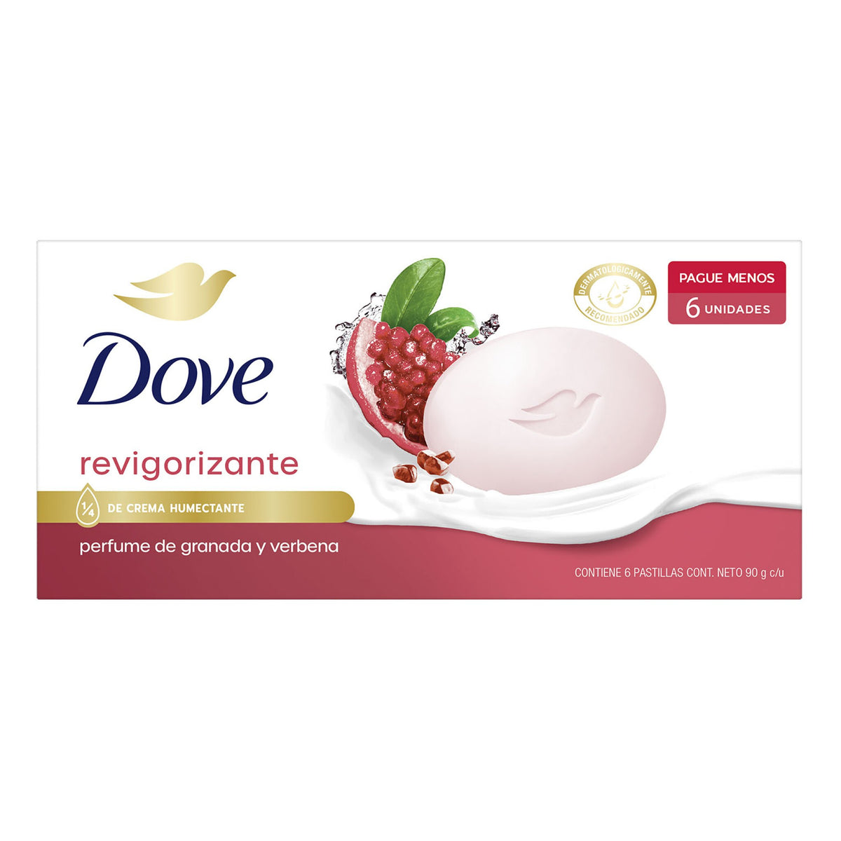 Jabón Dove Granada Revigorizante Pack 6 Unidades 90 G Cada Unidad