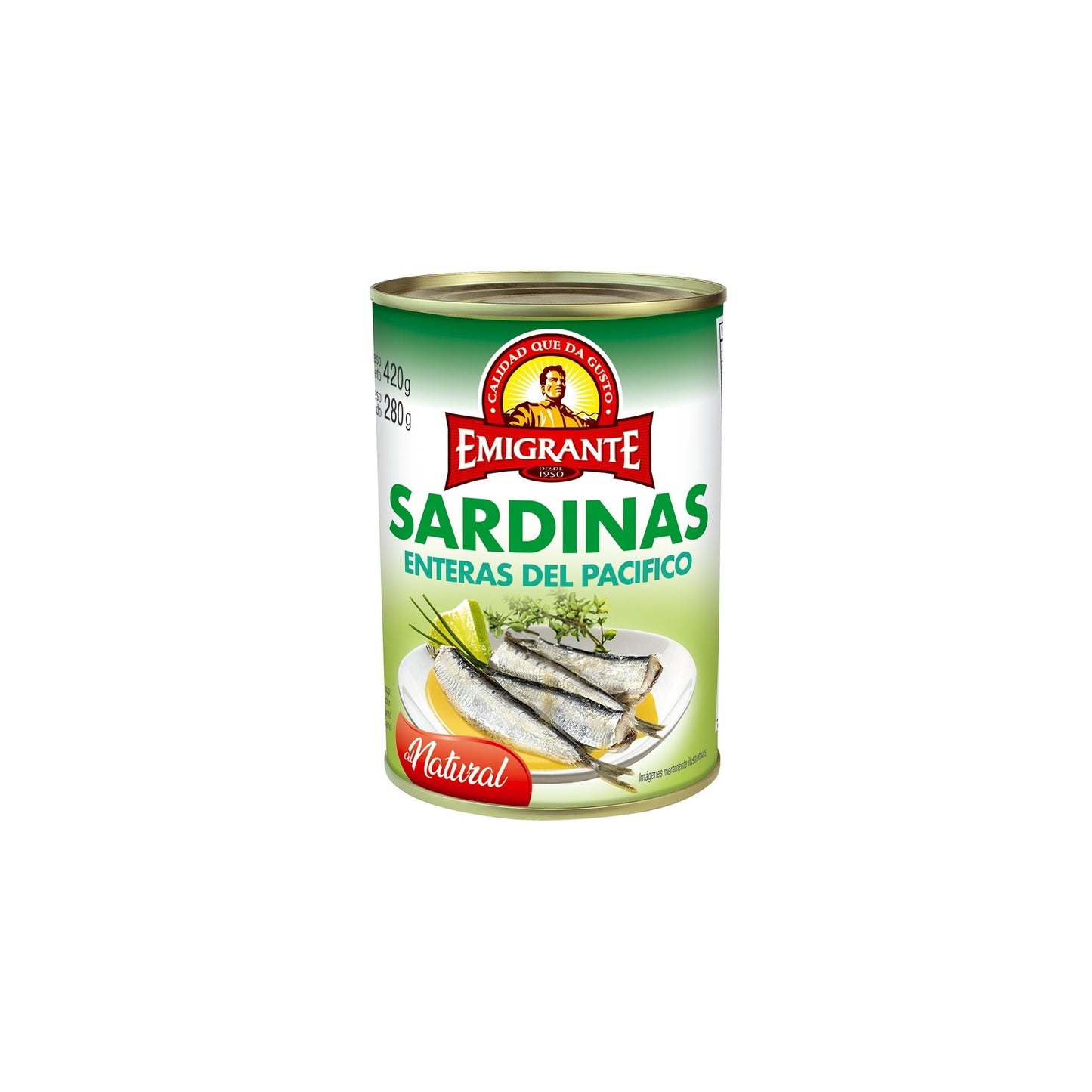 Sardinas Emigrante Al Natural Enteras Del Pacifico 420 G