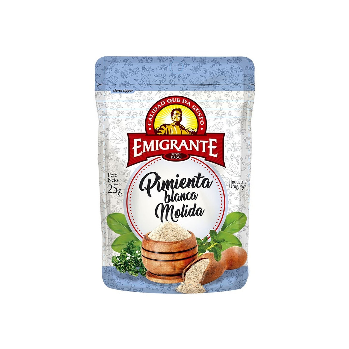 Pimienta Blanca Molida Emigrante 25 G Con Abre Fácil