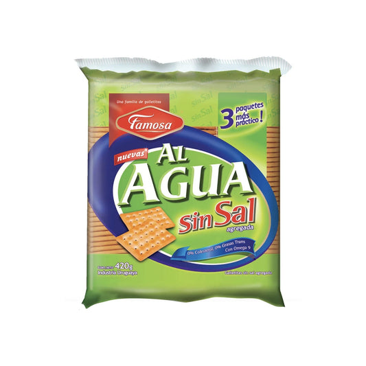 Galletas Al Agua Famosa Sin Sal X 3 Unid. 420 G