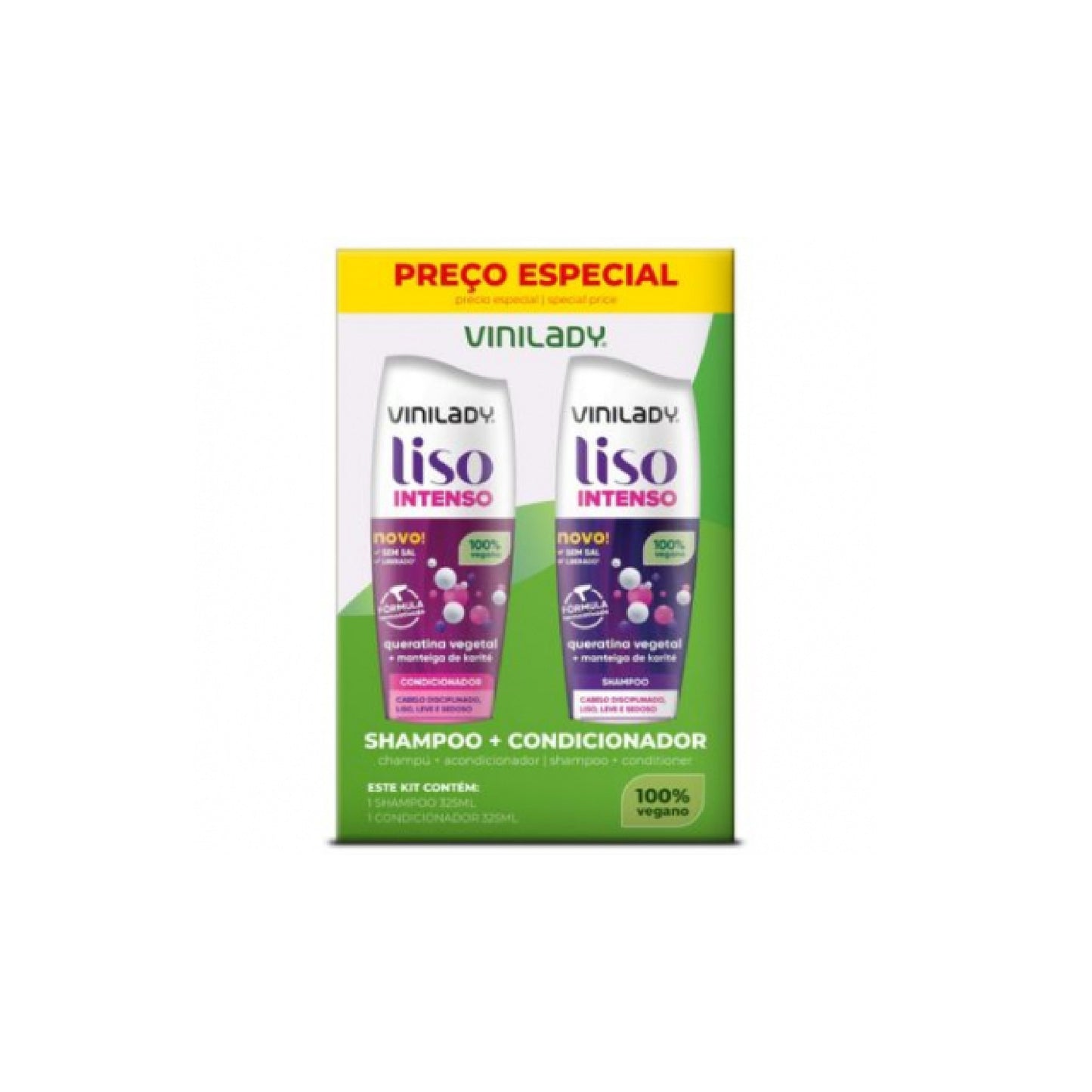 Vinilady Vegano Sin Sal Liso Intenso Shampoo 325 Ml + Acondicionador 325 Ml