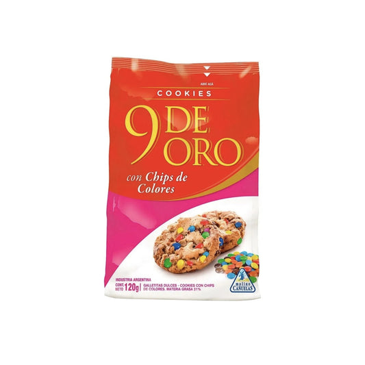 Cookies Con Chips Colores 9 De Oro 120 G