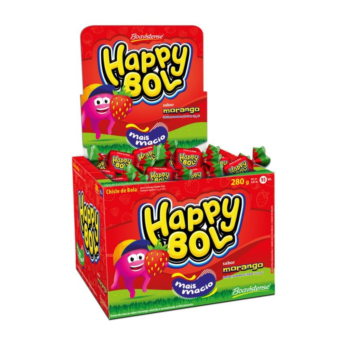 Chicles Happy Bol Frutilla Caja 47 Unidades 140 G