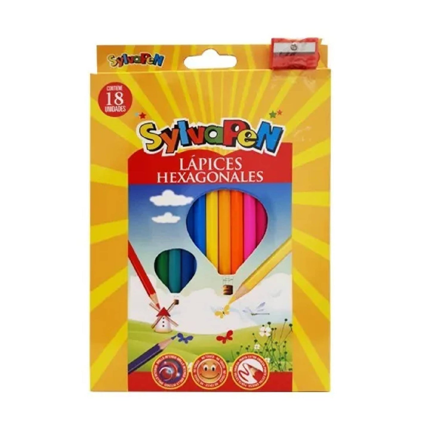 Lapiz De Color Sylvapen X 18 Largos Hexagonal + Saca Punta