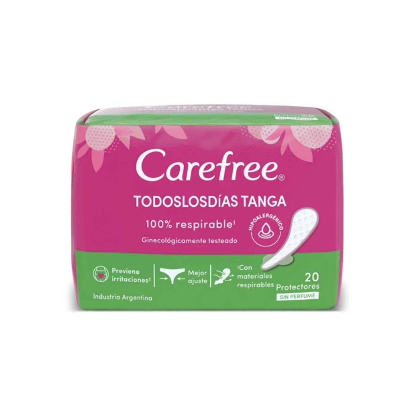 Protector Femenino Carefree Todos Los Dias Tanga Sin Perfume 20 Unidades