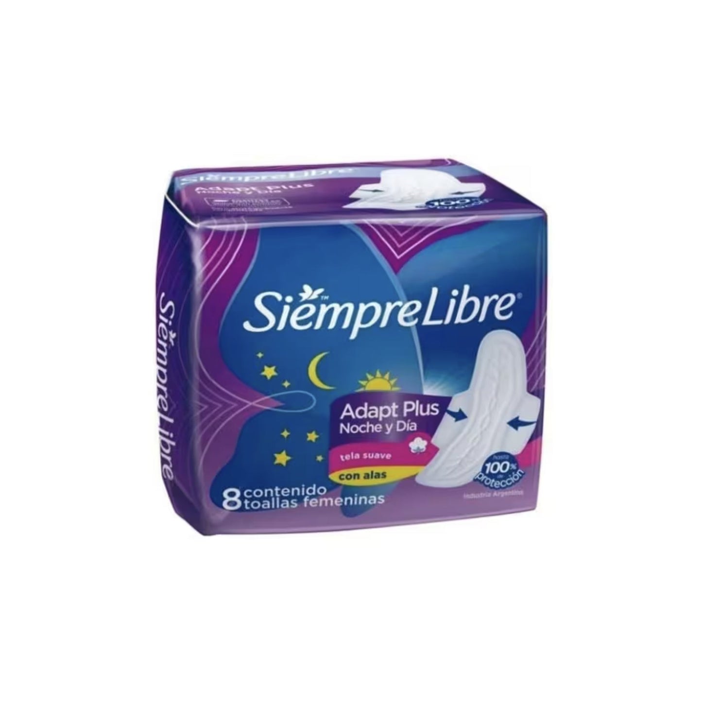Siempre Libre Noche Y Dia Adapt Plus Tela Suave Con Alas 8 Unidades