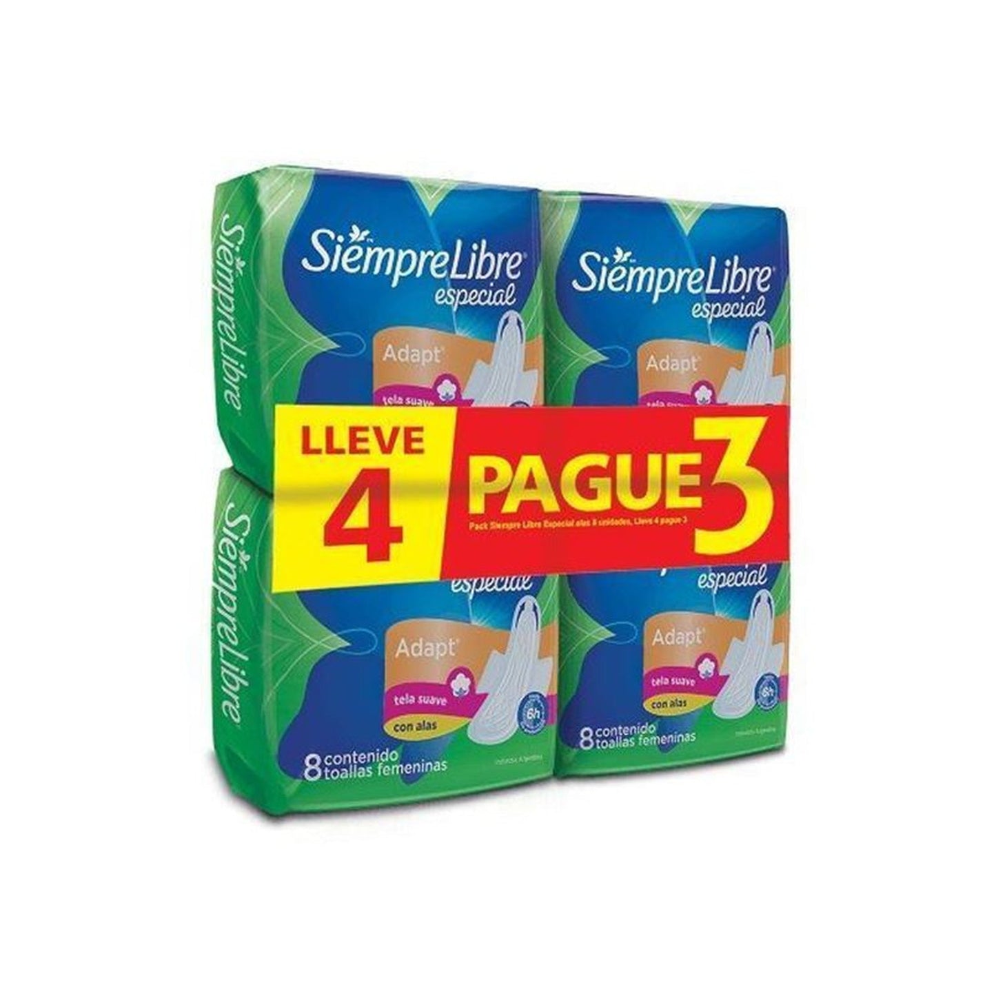 Siempre Libre Especial Adapt Con Alas 4 Paquetes De 8 Unidades Cada Uno