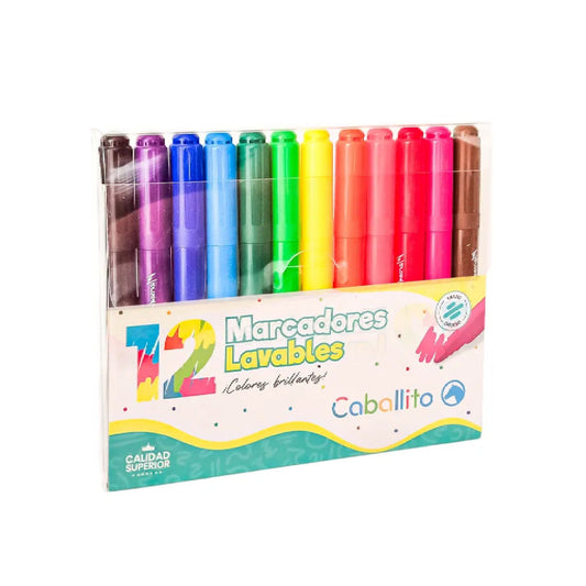 Marcadores Caballito Lavables Gruesos X 12