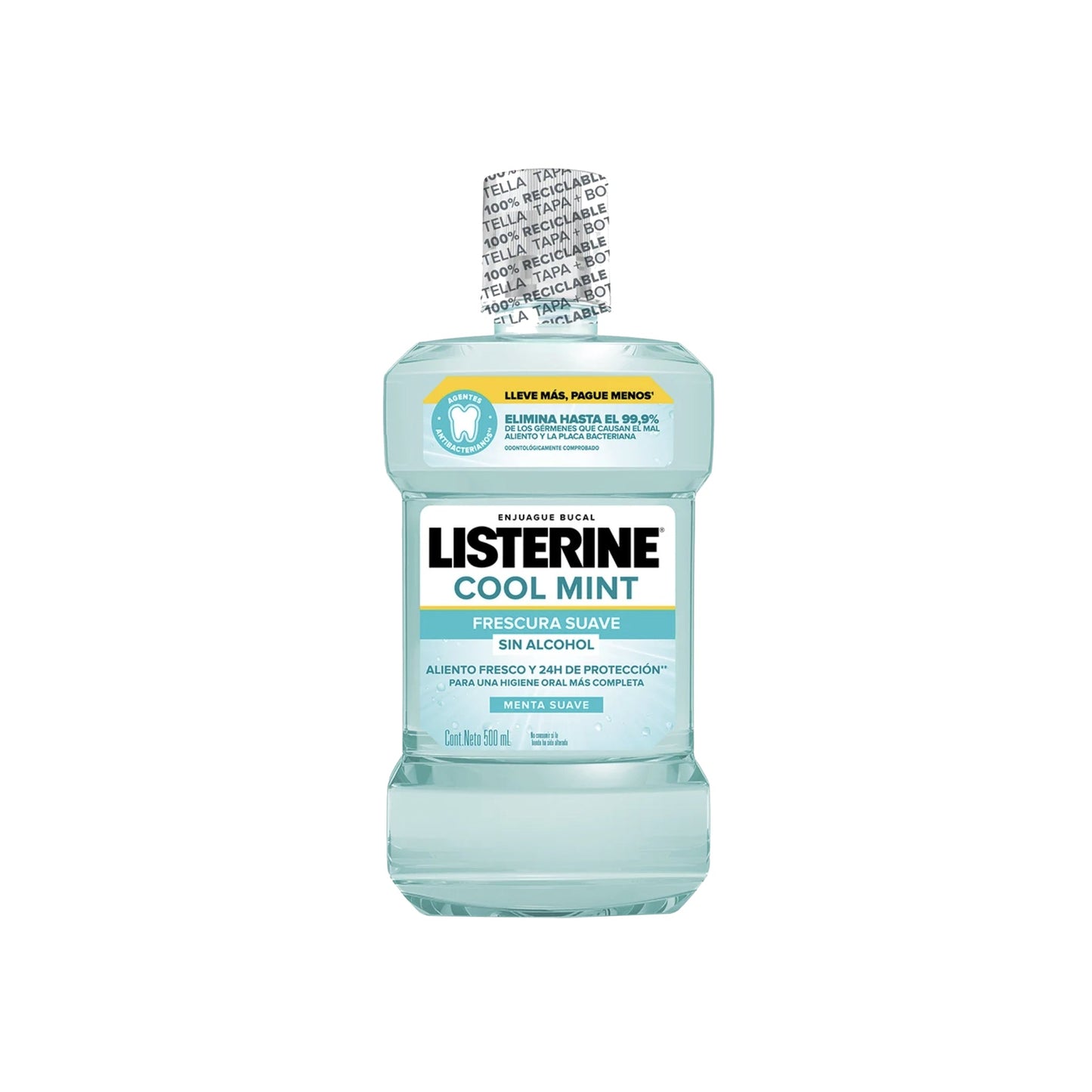 Listerine Sin Alcohol Menta Suave Cool Mint 500 Cc