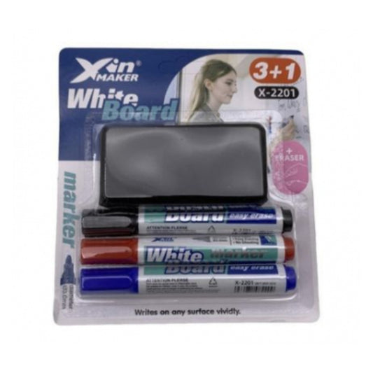 Set De Marcadores Para Pizarra X 3 Colores + Borrador