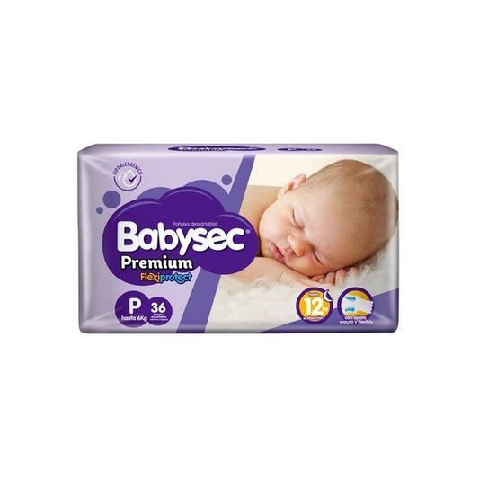 Pañal Babysec Premium 36 Unidades Talle P Hasta 6 Kg