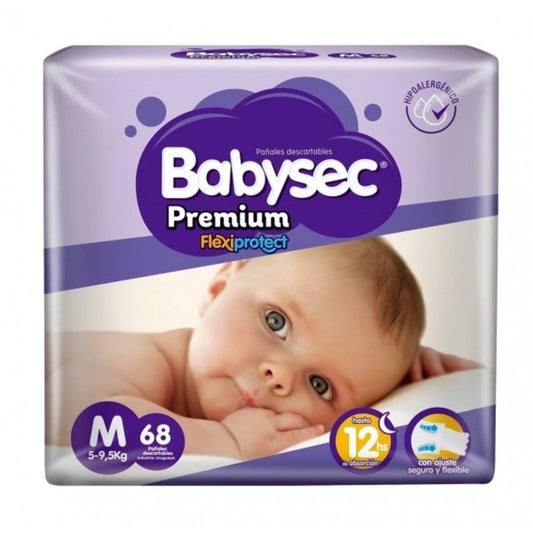 Pañal Babysec Premium Jumbo Pack Talle M 68 Unidades Hasta 9 Kg