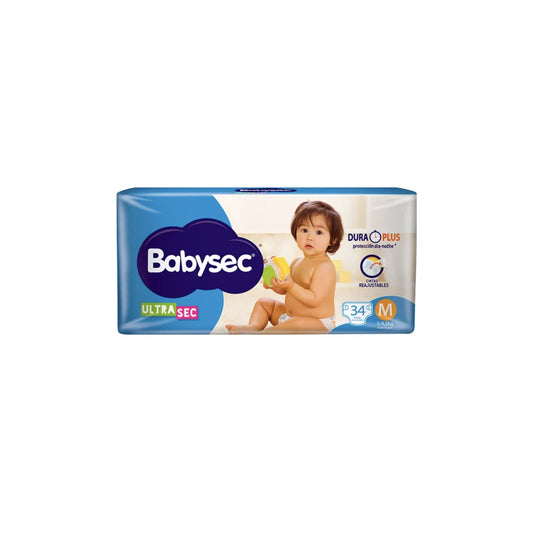 Pañal Babysec Ultra Hiper Pack Talle M 34 Unidades Hasta 9.5 Kg