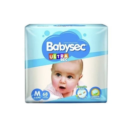 Pañal Babysec Ultra Talle M 68 Unidades Hasta 9.5 Kg