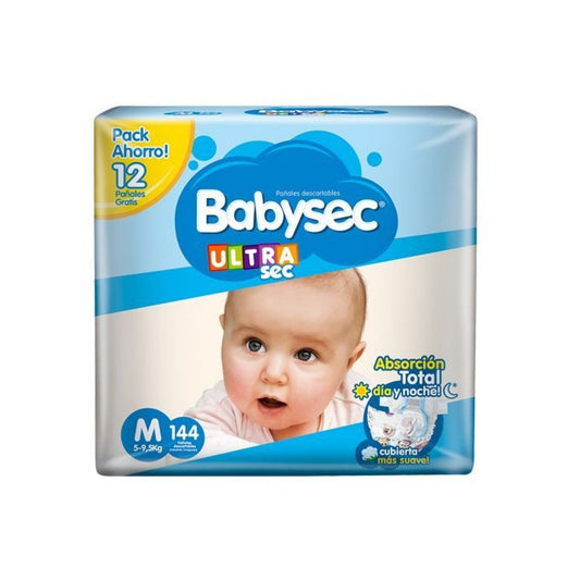 Pañal Babysec Ultra Super Jumbo Talle M 136 Unidades Hasta 9.5 Kg