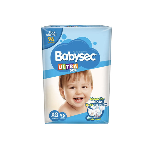 Pañal Babysec Ultra Super Jumbo Talle XG 96 Unidades Hasta 14 Kg