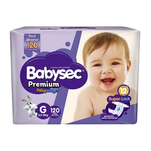 Pañal Babysec Premium Super Jumbo Talle G 120 Unidades Hasta 12 Kg
