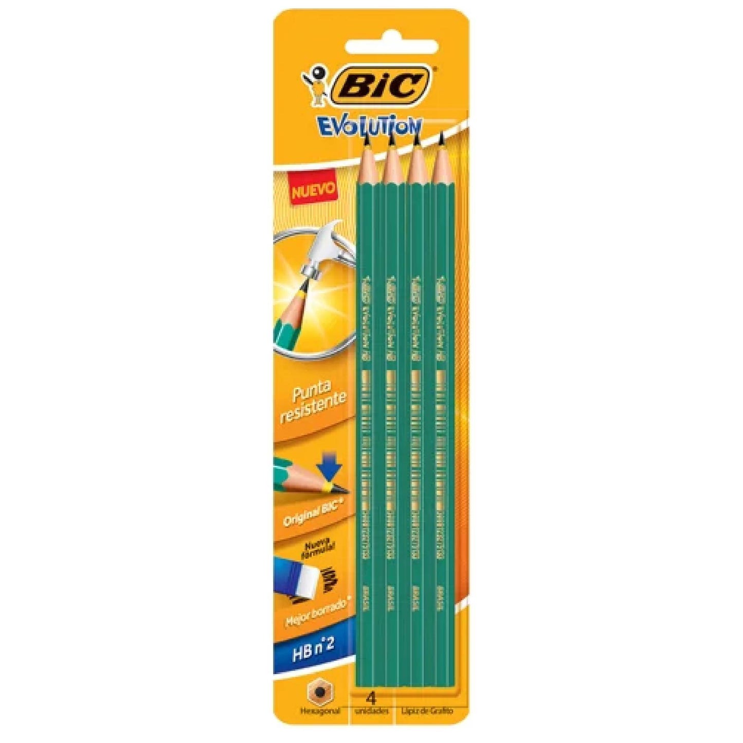 Lapiz Bic Evolution Grafito Hb Nº2 X 4