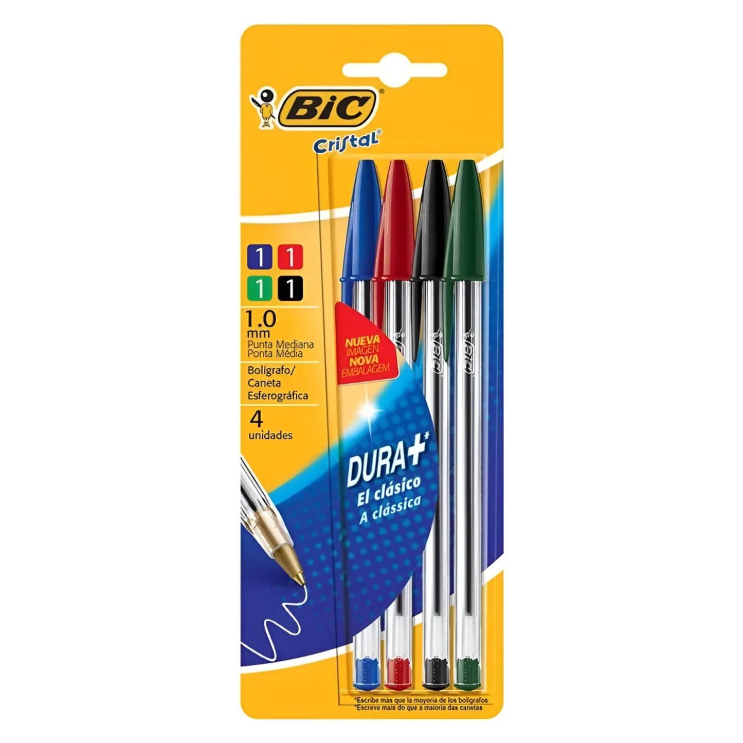 Boligrafo Bic Cristal Blister X 4 Unidades Azul/rojo/negro/verde