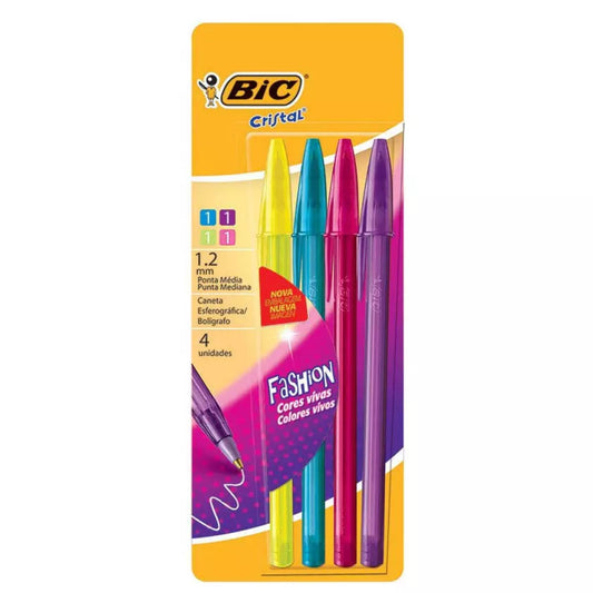 Boligrafo Bic Cristal Blister X 4 Unidades Fashion 1.2 Surtido