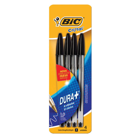 Boligrafo Bic Cristal Blister X 4 Unidades Negro