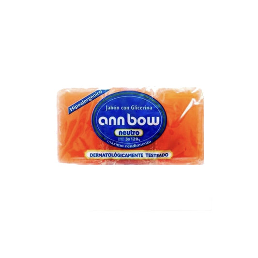 Jabón De Tocador Ann Bow Con Glicerina Pack 3 Unidades 120 G Cada Unidad