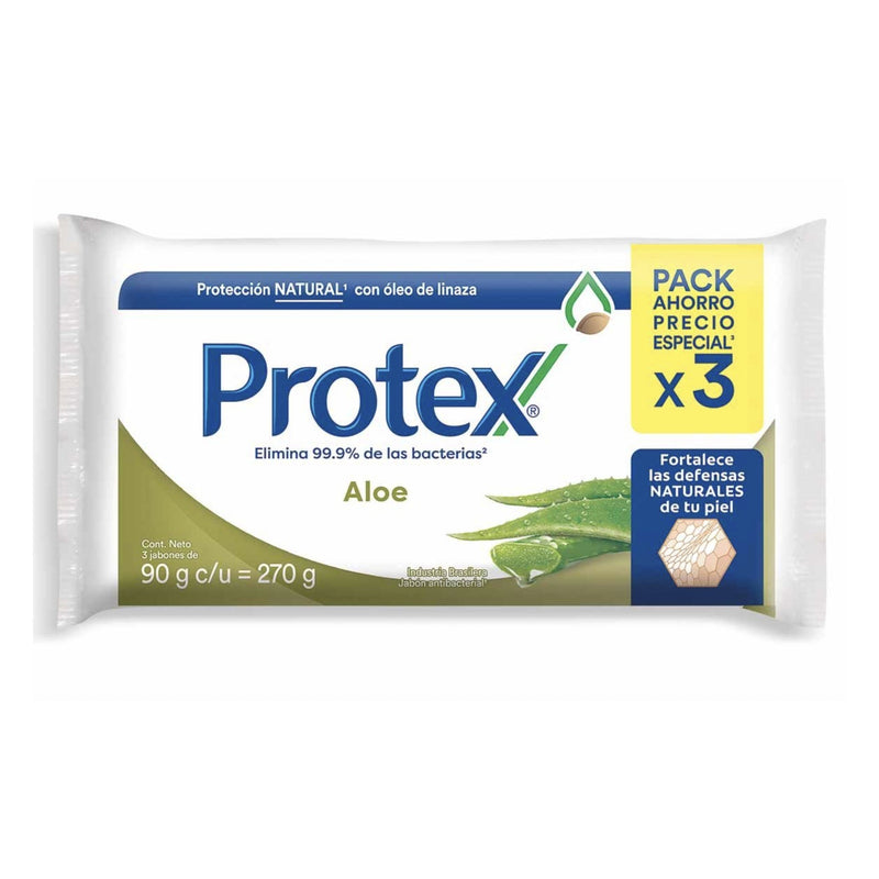 Jabón Tocador Protex Aloe Pack 3 Unidades 90 G Cada Unidad