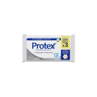 Jabón Tocador Protex Limpieza Profunda Pack 3 Unidades 90 G Cada Unidad