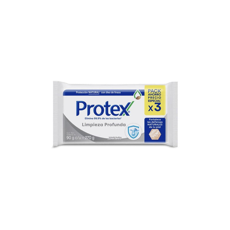 Jabón Tocador Protex Limpieza Profunda Pack 3 Unidades 90 G Cada Unidad