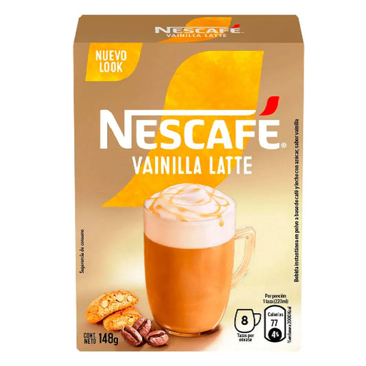 Café Nescafé Cappuccino Vainilla Latte 8 Sobres 18.5 G Cada Unidad
