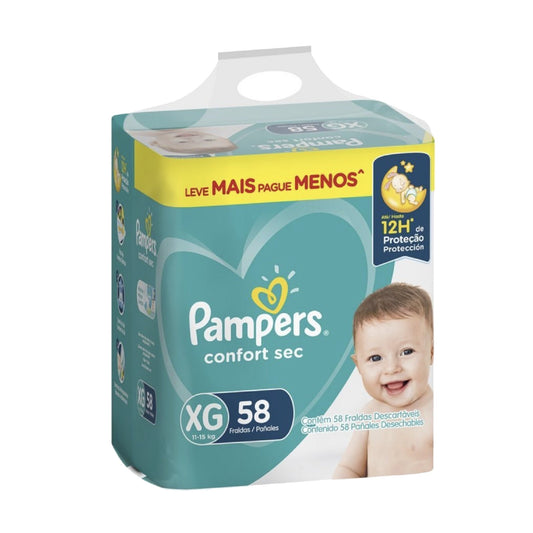 Pañales Pampers Confort Sec Talle XG 58 Unidades Hasta 15 Kg