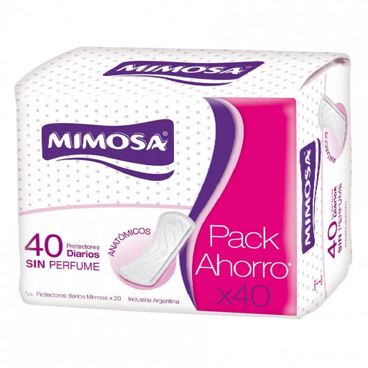 Protector Diario Mimosa Anatómico Sin Perfume 40 Unidades