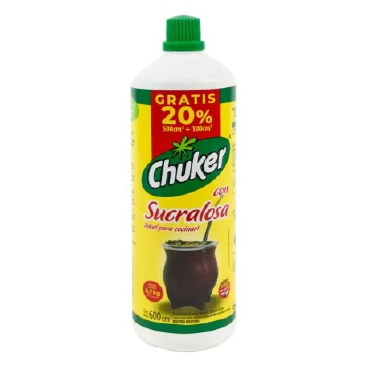 Edulcorante Líquido Chuker Con Sucralosa 600 Cc 20% De Regalo