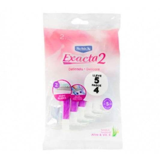Afeitadora Descartable Schick Exacta II Mujer Piel Delicada 5 Unidades