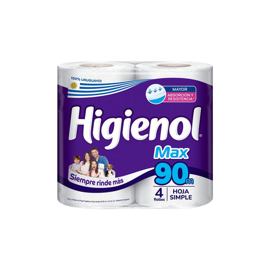 Papel Higiénico Higienol Max Plus 4 Unidades 90 M Cada Unidad