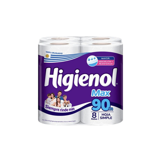 Papel Higiénico Higienol Max Plus 8 Unidades 90 M Cada Unidad